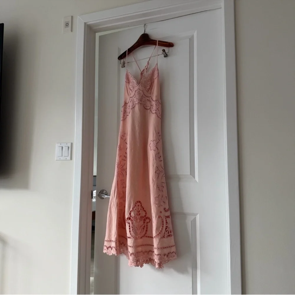 Farm Rio Pink Richelieu Euroflax Premium Linen Slip Midi Dress - Picture 5 of 8